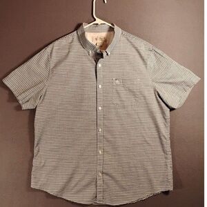 Original Penguin Short Sleeve Striped Button Down Shirt Mens XL Blue White